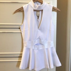 Bebe White Peplum Top XS